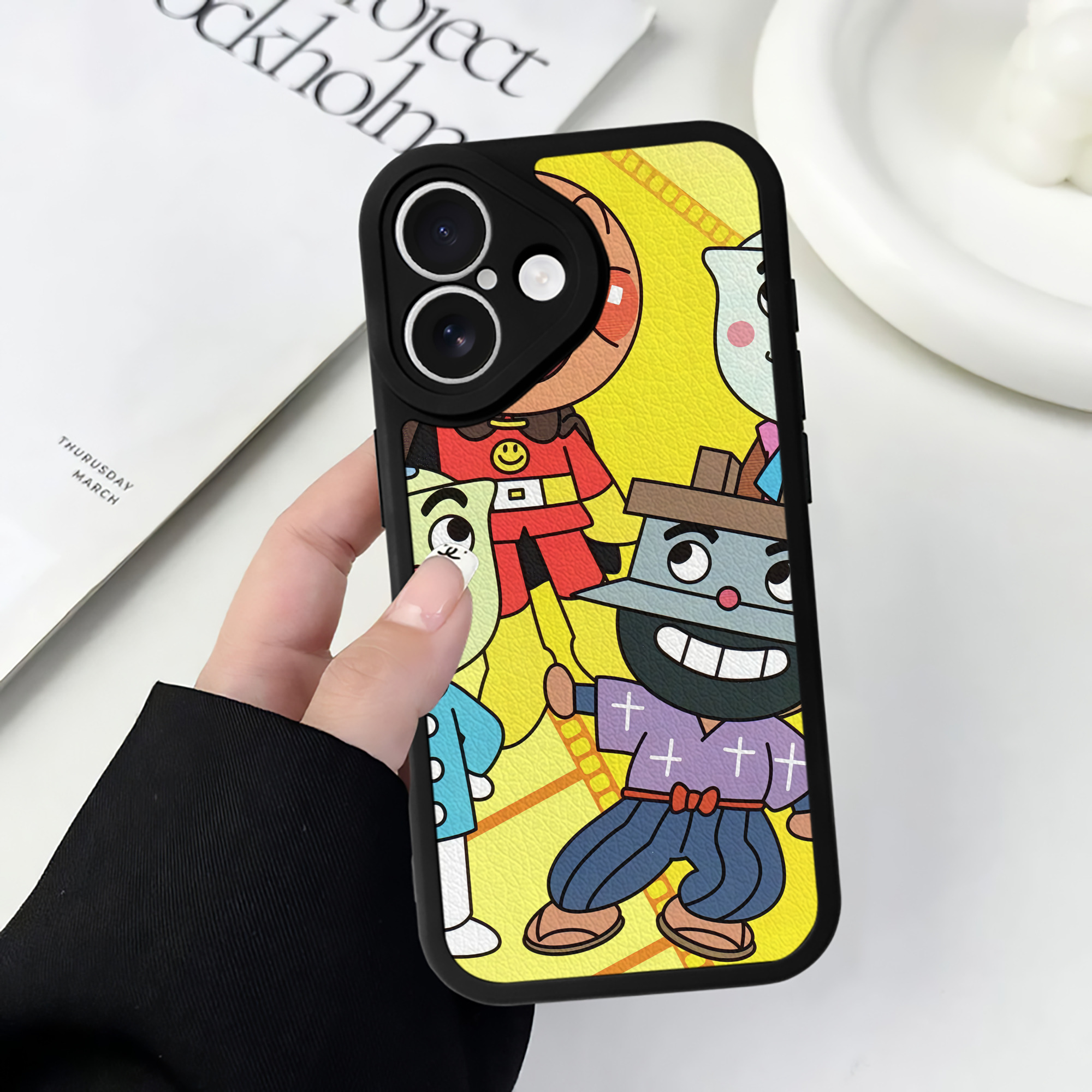 （画像用） アンパンマン Anpanman 【iPhone 16シリーズ対応】シリコンスマホケース（レザー調） 材質：シリコン